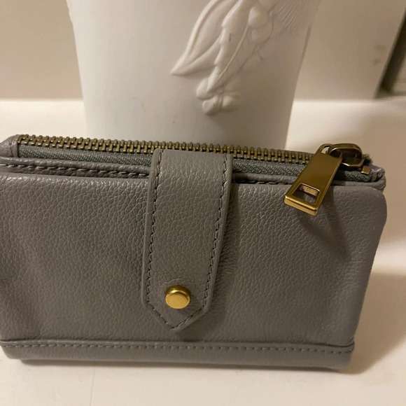 Fossil beautiful medium size double fold zipper closure wallet gray leather - Picture 4 of 16